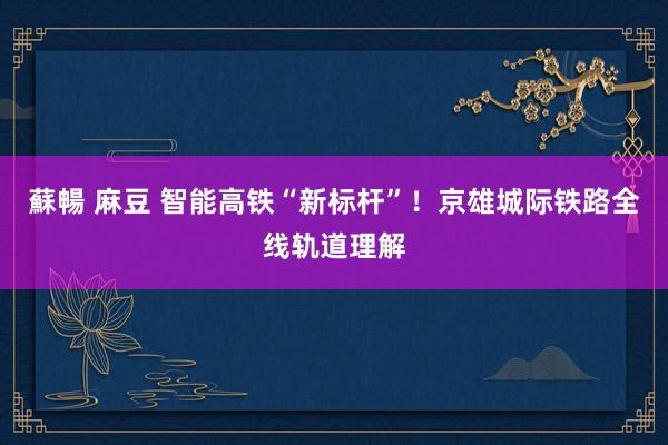 蘇暢 麻豆 智能高铁“新标杆”！京雄城际铁路全线轨道理解